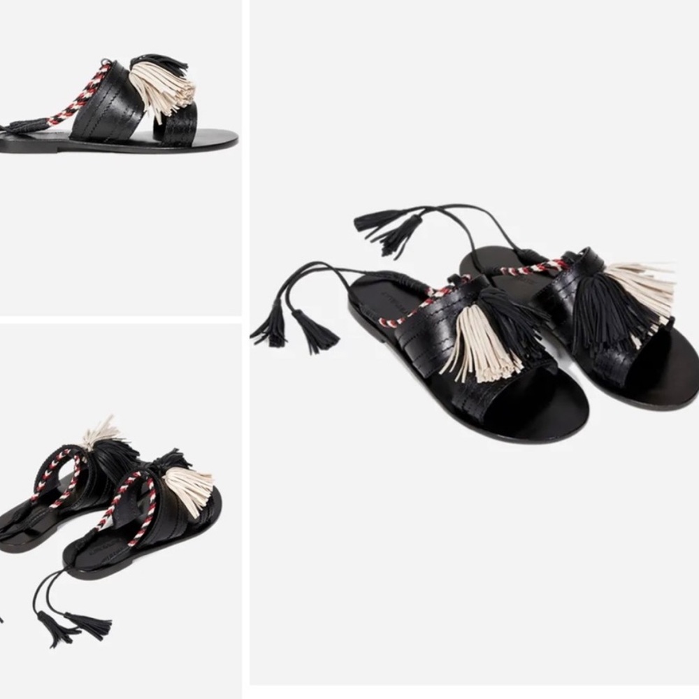 NWOT Johnny Was Antik Batik Black Tassel Fringe Sandals